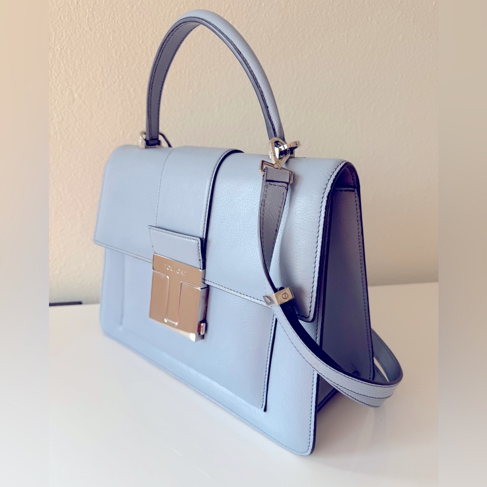 Tom Ford Powder Blue Satchel Handbag Medium T clasp top handle $3,500 - Picture 2 of 10